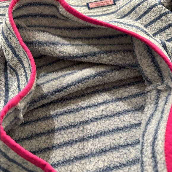 Vineyard Vines Martha's Vineyard Heather Blue Stripe / Pink Quarter Zip Pullover - Picture 7 of 9